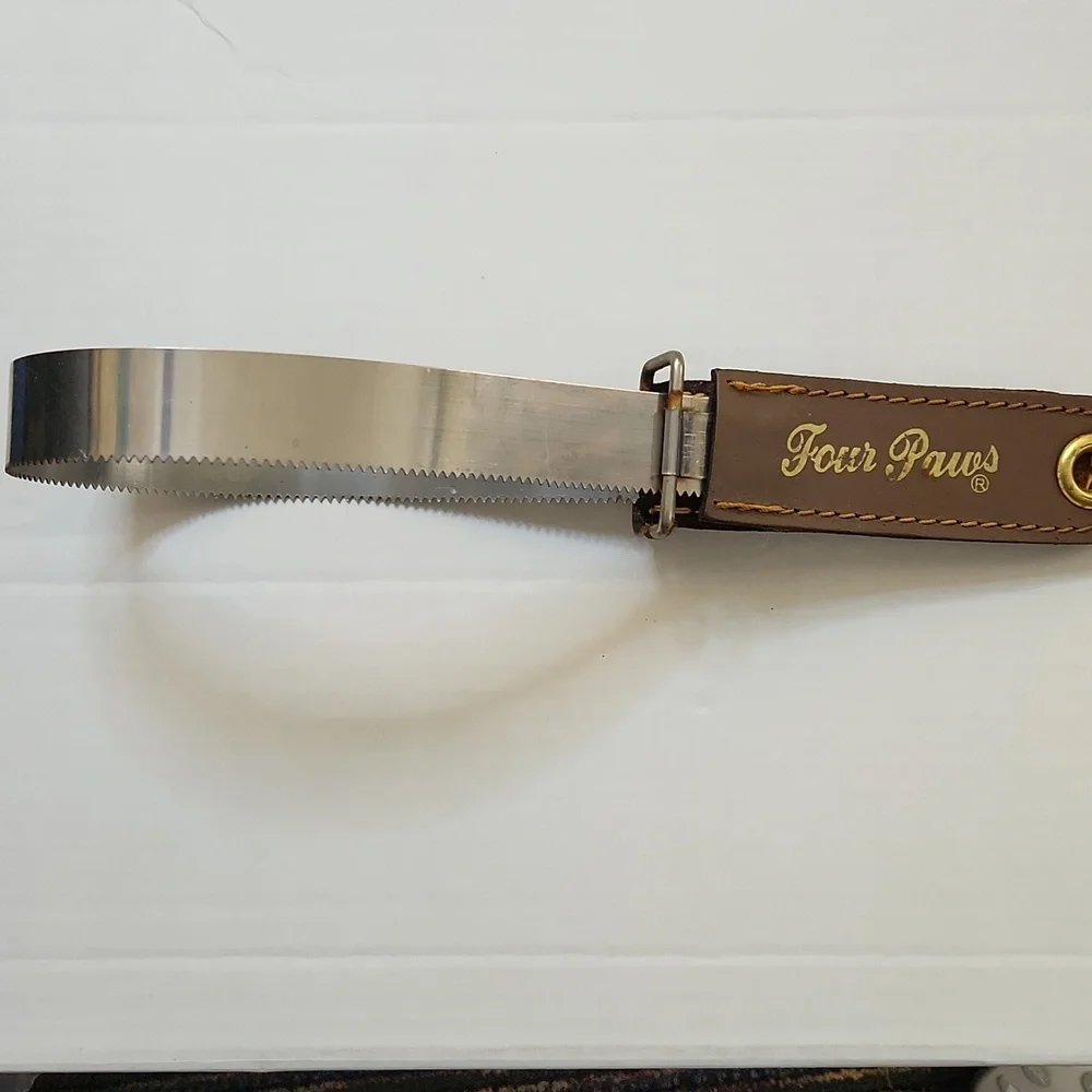 Shed N Blade Dog Grooming Tool Brown Leather Handle By Four Paws